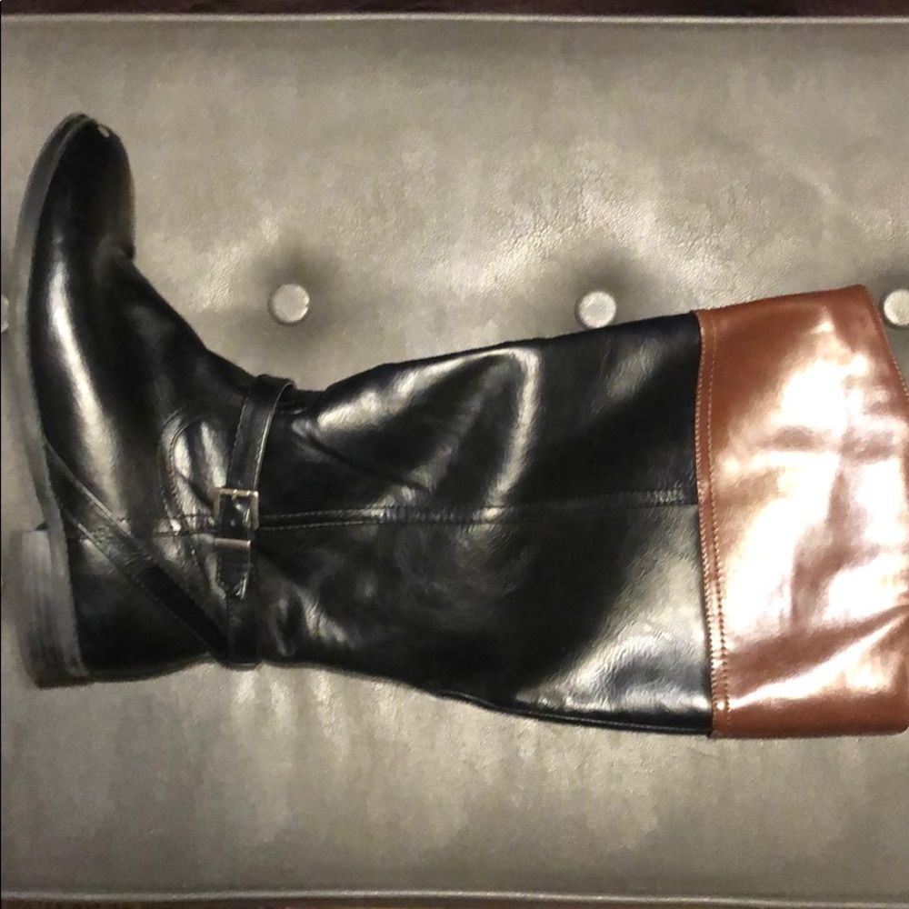 Black and Brown Tall Riding Boots